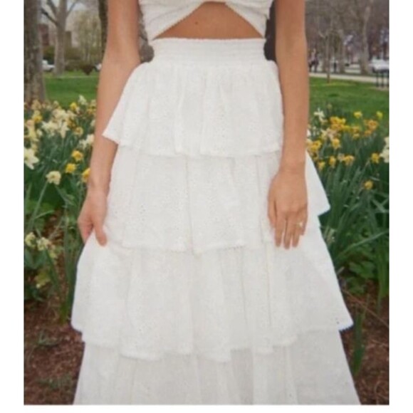 Hill House Dresses & Skirts - Hill House Noemie Women’s Maxi Tiered Skirt size S NWT White Eyelet Romantic